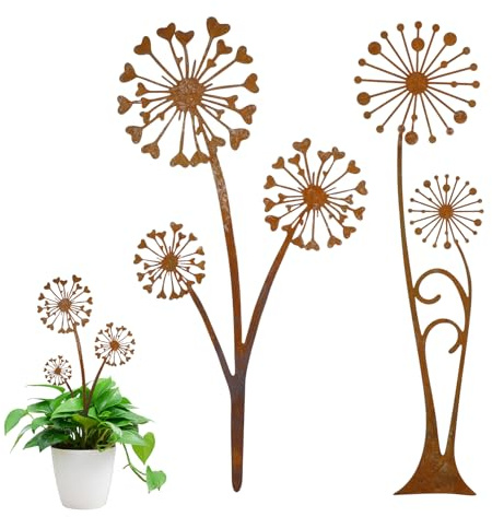 VZXZXE Decorazione Da Giardino In Metallo Arrugginito Vintage, Set Da 2 Pezzi, 30 Cm, Per Prato, Cortile, Balcone, Terrazza