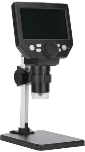 POPETPOP Digitales Elektronenmikroskop mit LED 1 1000 Fach Zoom 8mp LCD Bildschirm Aluminium Kunststoff Halterung Integrierter Lithium Akku USB Mikroskop für Schmuck Mineralien