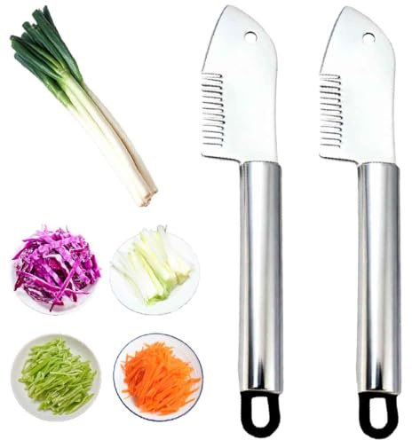 2 Pièces Éplucheur de julienne multifonction en acier inoxydable,Éplucheur Julienne Légumes,Coupe-Juliennes,Couteau à Juliennes,pour Oignons verts,carottes,concombres et pommes de terre