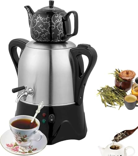 Teiera turca elettrica con funzione di mantenimento in caldo, teiera in acciaio inox e teiera in ceramica per preparare caffè e tè