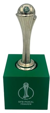Am Ball Com Frauen DFB-Pokal Miniatur Trophäe 70 mm auf Acrylsockel, Metall Zamak Detailgetreu Silberoptik, Offizielle DFB Verpackung, Fanartikel, Geschenk für Männer