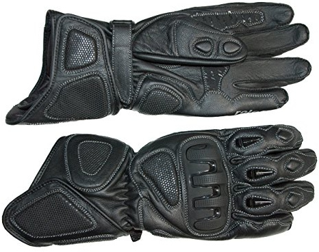 Roleff Racewear motorcykelhandskar med hög stulpe av läder RO 49, svart, storlek XL