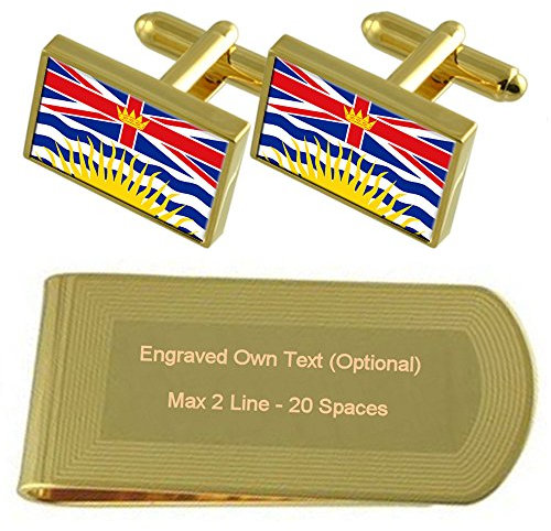 British Columbia Flagge Gold-Manschettenknöpfe Geldscheinklammer Gravur Geschenkset
