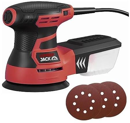 LUMBER JACK OS125 Professional Orbital Sander 350W with Variable Speed, Dust Extraction, Low Vibration & 125mm Velcro Sanding Pad, Lightweight Electric Sander for Wood, Metal, and DIY Projects
