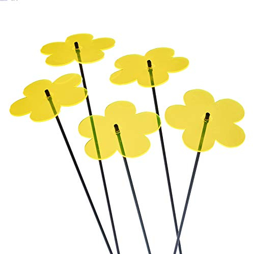 5X Großer Sonnenfänger 'Blüte', Deko Gartenstecker 5er Set mit 75cm Schwingstab, Leuchtende Garten Geschenk Idee, Farbe:Gelb