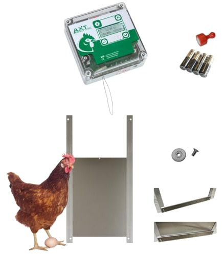 Set VSE 1 – Automatische Hühnerklappe VSE mit Batterien, integrierte Zeitschaltuhr, Hühnertür 22x33 AXT-Electronic