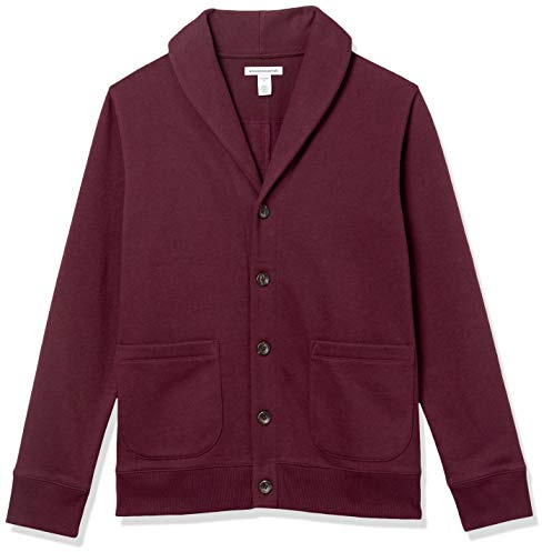 Amazon Essentials långärmad fleece sjalkrage kofta, vinröd, Small