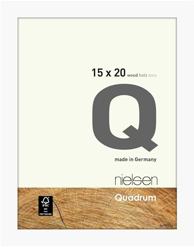 nielsen Bilderrahmen, 15 x 20 cm, Holz, Reinweiß, Fotorahmen zum Auftstellen und Aufhängen im Hoch- & Querformat, Echtglas, Quadrum