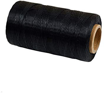 Leder-Nähgarn gewachst für DIY-Armbandherstellung, Buchbinden, Reparieren, Basteln und Lederprojekte, 17 Farben optional, 260 mm Länge, 1 mm Dicke (Schwarz)