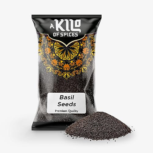 A Kilo of Spices | Basil Seeds 1Kg | Basil Seeds for Eating | Edible Sabja, Tukmaria for Falooda & Desserts | Low-Calorie Superfood for Drinks & Recipes