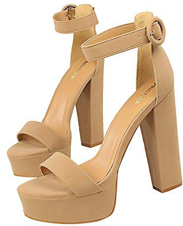 Kvinnor Skor Högklackad Dam Klassisk Öppen Toe Sandaler Högklackat Högarbetande Party Elegant Mode Skor Häl Storlek 13 cm Plattform, Kaki, 39 EU