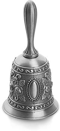 LYFJXX Hand Bell Metal Tone Ring Alarm - Service Call Desktop Tea Dinner Game Christmas Bell (Silver)