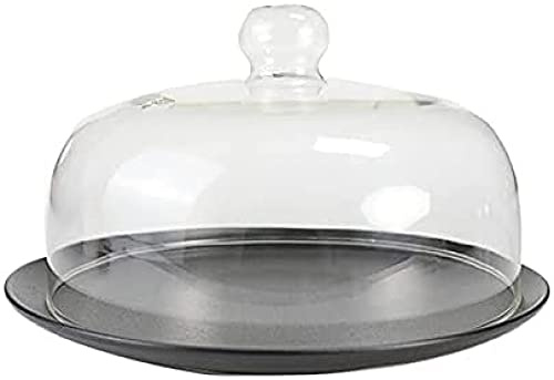 FBWSM Couvercle De Plaque À Micro-Ondes en Verre Borosilicaté Avec Plateau - Anti-éclaboussures D'huile, Pour Aliments et Gâteau en Dôme - 22cm