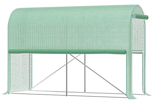 Outsunny Serre de Jardin 3m² Serre à tomates dim. 3L x 1l x 2H m Porte zippée déroulante 2 côtés enroulables Acier PE Haute densité Vert