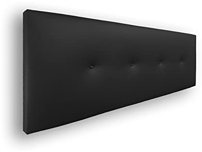 Silcar Home - Cabecero de Cama 135 Negro Silvi - Tapizado, Estructura Madera, Hilera Botones Estilo Moderno - Fácil Instalación, Acolchado Confort - 135 cm, Polipiel Negro