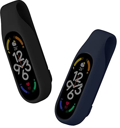 kwmobile 2X Silikon Fitnesstracker Halterung für Xiaomi Mi Band 7/6 / 5/4 Clip Halter - Fitness Tracker Hülle für Sport - TPU Schutzhülle ohne Tracker - Schwarz Dunkelblau