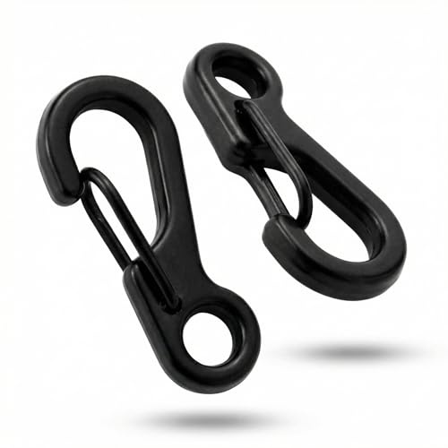 QWORK® 25mm Mini Moschettoni Gancio Portachiavi in Lega di Zinco per Campeggio, Viaggio, Escursionismo, Portachiavi (20pz Nero)
