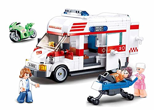 SLUBAN Town-Ambulance 328pcs, Blau, Weiß