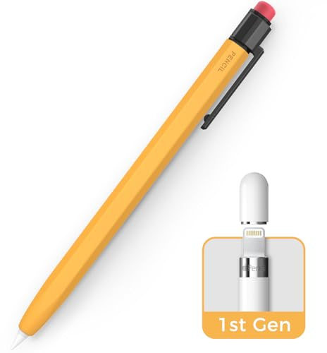 TRONWIN Silikon Hülle für Apple Pencil 1. Generation, mit Clip, klassisches Design, Perfekter Griff, Schutzcover für Apple Pencil 1 case (Gelb)