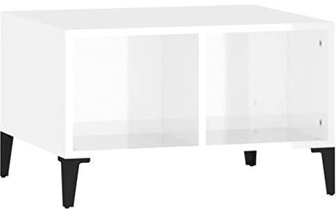 vidaXL Couchtisch Beistelltisch Wohnzimmertisch Sofatisch Teetisch Kaffeetisch Tisch Wohnzimmer Hochglanz-Weiß 60x50x36,5cm Holzwerkstoff