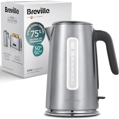 Breville Edge Low Steam Kettle | 1.7L | 3kW Fast & Quiet Boil Kettle | Energy Efficient | Brushed Stainless Steel [VKT236]