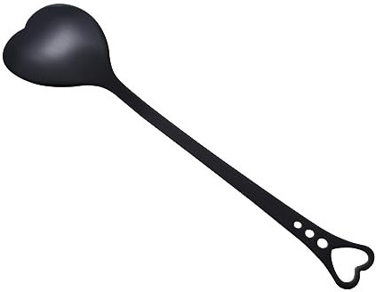 RORPOIR Heart Shaped Stainless Steel Spoon Gold Plating – Unique Dessert Spoon for Coffee Tea and Home Use – Black Stirring Scoop for Parties and Restaurants