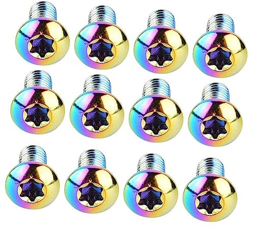 Mobestech Bike Brake Pad Screws M5x10mm Titanium Steel 12pcs for Disc Rotor Fixing Suitable for Mountain Road Touring and E-bikes