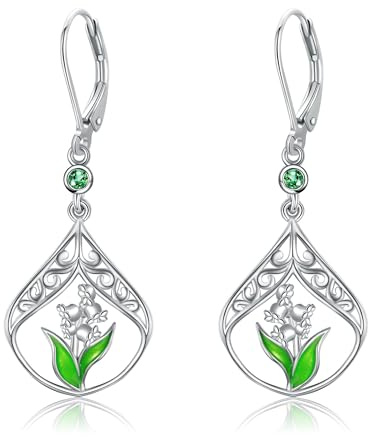 Maiglöckchen Ohrringe Sterling Silber Geburts Blumen Ohrhänger Schmuck Geschenke für Frauen