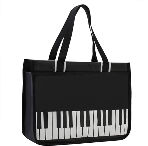 KingPoint Piano Key Music Note Borsa a mano Musica Tema Tote Borsa Musica Borsa a Tracolla Multiuso per Shopping, S