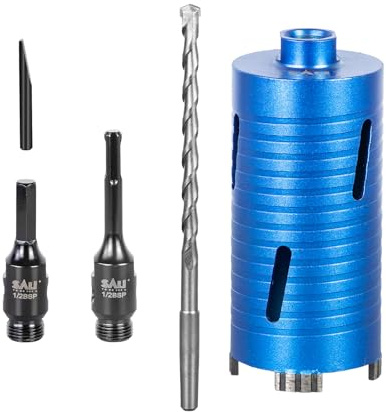 Diamond Core Drill Bit Set 78mm x 150mm Long Turbo Laser-Welded Segments for Concrete Brick Block Stone Masonry Granite Drill Bit Core Accessories with SDS Adapter,Hex Shank Adapter,Centre Drill Bit