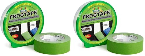 FROGTAPE Grünes Malerband für verschiedene Oberflächen, Maler- und Dekorieren, für scharfe Linien und kein Auslaufen der Farbe, 36 mm x 41,1 m (Packung mit 2)