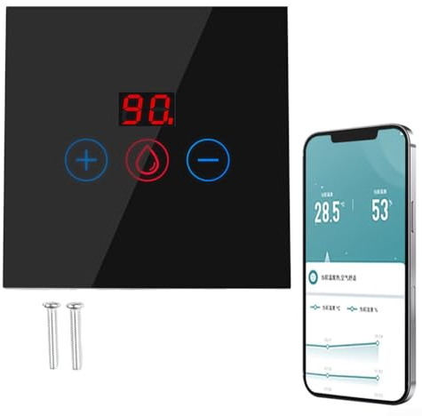 EpheyFIF Smart Heater Timer Switch, 20A WIFI Tuya Smart Water Heater Timer Switch, Smart Immersion Wall Touch Boiler Switch for Smart Life APP(black)