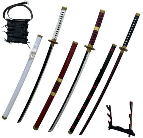 Cosplay-animesvärd – demondödarsvärd 100 cm med svärdstativ och bälte, katana-replika av svärd, perfekt för cosplay, anime, originaltextur, scenframträdande och som present