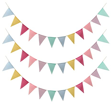 Guirnalda de banderines para exteriores, paquete de 3 unidades, guirnalda de banderines de tela, decoración para habitación infantil, fiesta, cumpleaños, interior y exterior