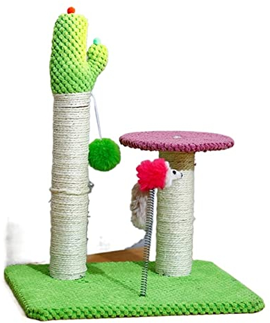 Kratzbaum für große Katzen, Kratzbrett, Spielzeug, Sisalseil, Kratzbaum für Katzen mit gemütlichen Sitzstangen, stabiles Klettergerüst für Kätzchen, Kaktus, Kratzpulver für Katzen Vision