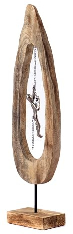 CREEDWOOD SKULPTUR Swing | Mangoholz, Metall, 65cm | Dekofigur, Holz Statue, Deko Objekt Kletterer, Mango Holz Aufsteller Seil, Dekoskulptur, Deko Aufsteller