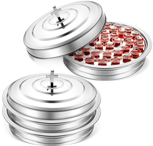 Jingmore Kommunion-Tabletts mit Deckel, für Weihnachten, Heiliger Wein, Serviertabletts aus Edelstahl, Kommunion-Tabletts für Kirchen, Ware, Weinbecher, Brot, Weihnachten, Partyzubehör