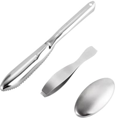 Amosfun 1 Satz 3st Entkalker Werkzeug Schaber Für Fischschuppen Knochen Pinzette Fischschupperbürste Fischschuppenfliese Entferner Von Fischschuppen Sägezahn-fischschaber Silver