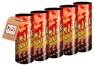 h2i Rauch Vulkan Fontäne | 5 Stück | Rot | Time 45 sek | Smoke Tube Rauchfackel Rauchtopf Rauchgenerator Rauchbombe mit dichtem kräftigem Rauch |R7| Ganzjahresfeuerwerk Kat T1/F1