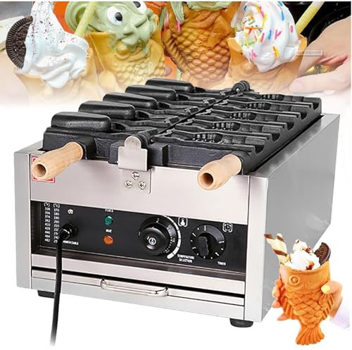 Dfdieratve Commercial Taiyaki Waffle Maker, Industrial Mini Fish-Shaped Waffle Iron, Non-stick Stainless Steel Waffle Iron Baker Machine for Restaurant Cafe Snack Shop Food Stall,Style3
