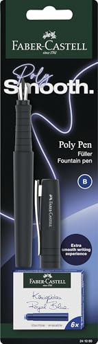 FABER-CASTELL 241080 - Füller Poly Pen inkl. Tintenpatronen, schwarz, pale iris, caribic blue (keine Farbauswahl möglich)