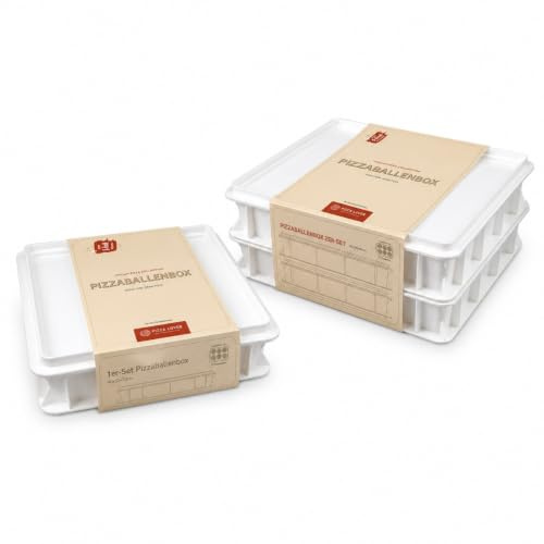 Pizza Lover® 3x Pizzaballenbox und 3x Deckel – stabile Pizzateigbox 30x40x7,5 cm, Gärbox für Pizzateig & Brotteig, stapelbar & lebensmittelecht – ideal für Kühlschrank