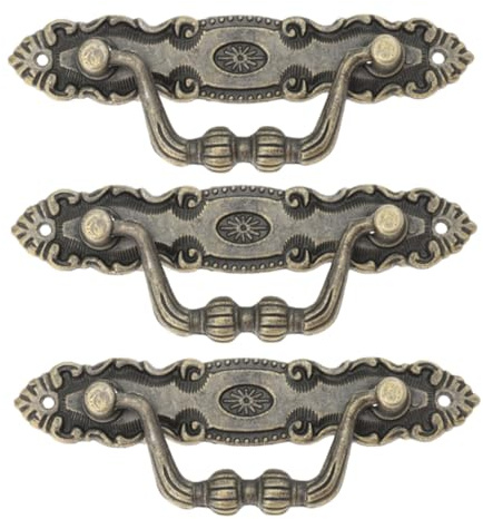 Tofficu 2 Set Maniglia Per Mobile Retrò Antico Cassetto Ferramenta Per Armadio D'epoca Vite Antiche Maniglie Decorative Per Mobili Maniglie Antiche Lega Di Zinco D'oro 3 Pezzi*2