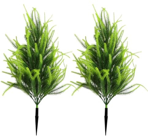 Juego de 2 topiarios artificiales de boj – Plantas artificiales para exteriores, arbustos para decoración del porche delantero del hogar