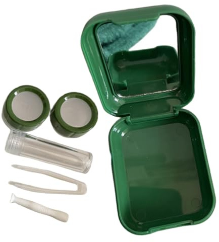 BIUDECO Kontaktlinsenbehälter mit Spiegel und Kontaktlinsenentferner Kompakte Auslaufsichere Aufbewahrung für Monats und Tageslinsen Robustes Kosmetisches Organizer Case für Reisen und