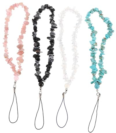 Hemobllo 4 piezas Correa Teléfono Móvil con Colgante de Piedras Pulsera Anticaída para Smartphone Accesorios Decorativos Prácticas y Elegantes