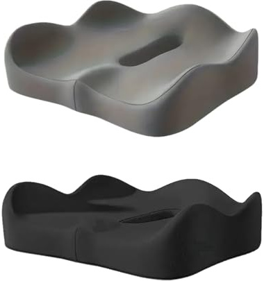 Coussin ergonomique en mousse à mémoire de forme pour coccyx avec housse antidérapante, 40 x 34 x 7,5 cm, respirant pour siège de voiture, bureau, chaise de maison (noir)