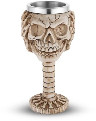 AsAlways Stainless Steel Skull Goblet Viking Gothic Beer Mug Novelty Wine Coffee Drinking Cup Halloween Party Accessory Gift 250ML/8.5OZ