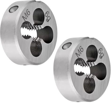 MOUMOUTEN 2 Stück M6 x 1.0 mm rundes Gewindeschneideisen Maschinengewinde | linkshändiges rundes Schneideisen aus legiertem Stahl für Gewindeformbearbeitung, Reparatur, Schraubenschneidwerkzeug