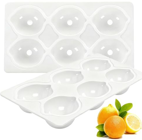 6 moldes de silicona con forma de limón, limón 3D para tartas, brownies, mousse, gelatina, pudín, magdalenas, cupcakes, cubitos de hielo y jabón, molde antiadherente para postres y decoración de